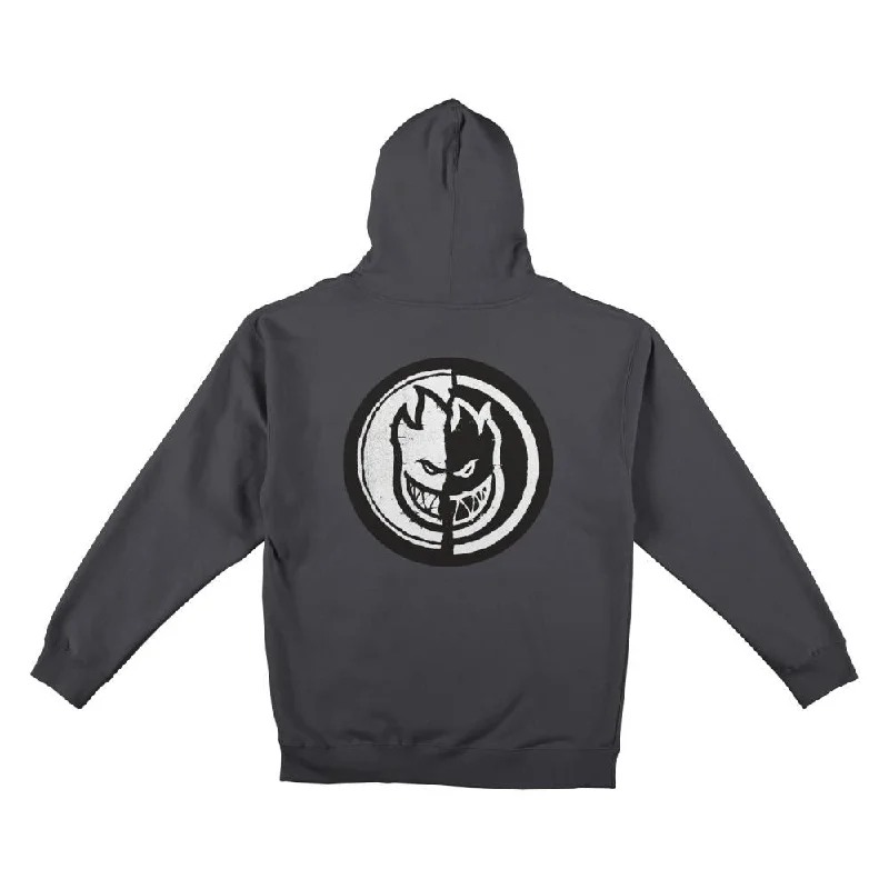 Hoodie for Graduation-Spitfire Zip Hoody Yin Yang - Charcoal / Black / White