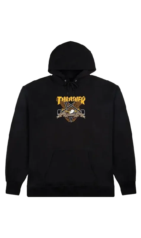 Oversized Hoodie-Thrasher x Anti Hero Eaglegram Mens Hoodie Black