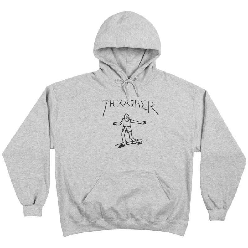 Hoodie with Warm Fleece Lining-Thrasher Hoody Gonz - Grey / Black