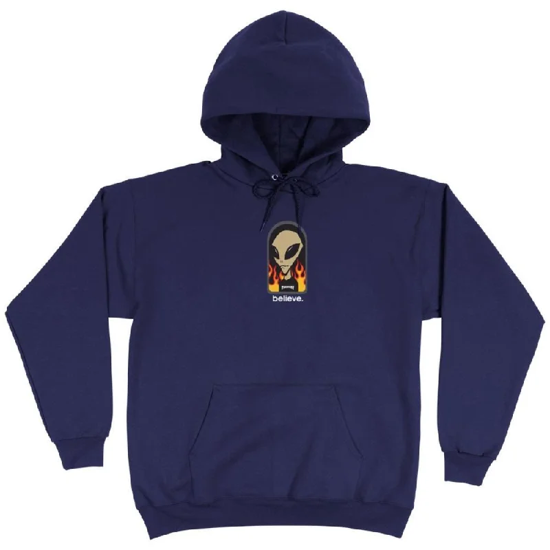 Hoodie for Fall Adventures-Thrasher Hoody THR X AWS Believe - Navy