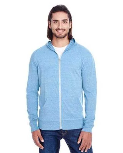 Hoodie with Geometric Patterns-Threadfast Apparel 302Z Unisex Triblend Full-Zip Light Hoodie - Royal Triblend