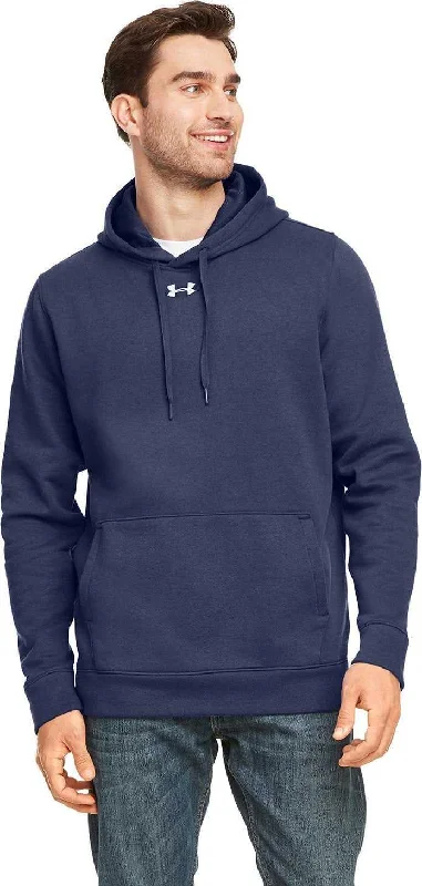 Hoodie with Team Logo-Under Armour 1300123 Men's Hustle Pullover Hooded Sweatshirt - Midnight Navy White