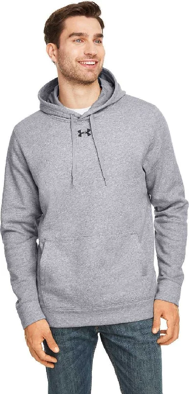 Hoodie for Soccer Fans-Under Armour 1300123 Men's Hustle Pullover Hooded Sweatshirt - Team Gray Heathert Black