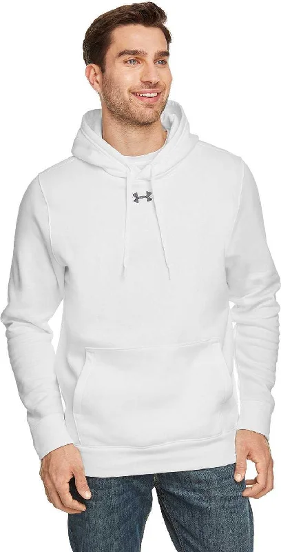 Hoodie for Basketball Fans-Under Armour 1300123 Men's Hustle Pullover Hooded Sweatshirt - White Graphite